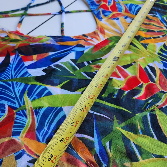 Kona Sol Dress Cover-Up Women Tropical Floral Print Tunic Lace Back Color Sz S - Picture 8 of 13